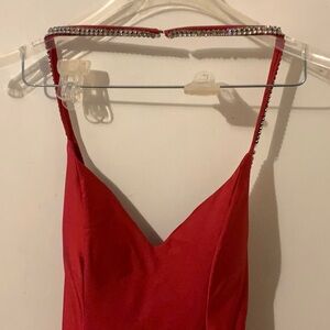 Elegant Red Halter Prom Dress